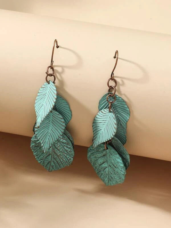 Leaf Style Layered Earrings