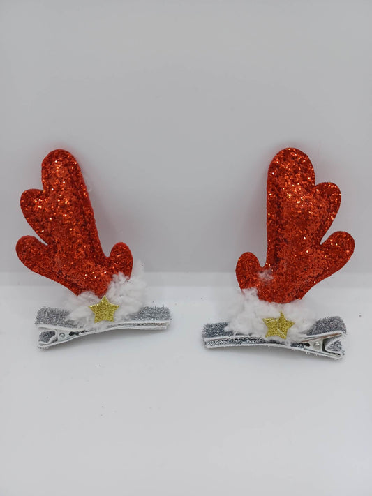 Red Glitter Reindeer Antler Hair Accessory Set