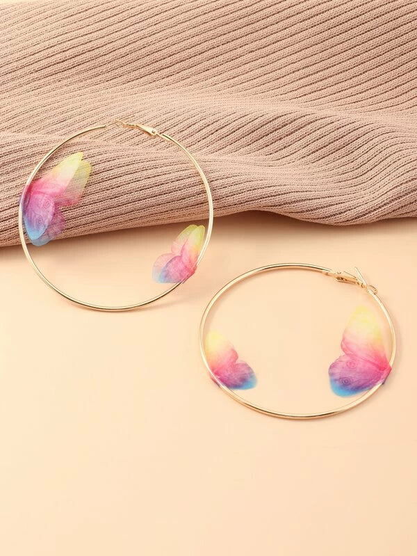 Gold Butterfly Hoops