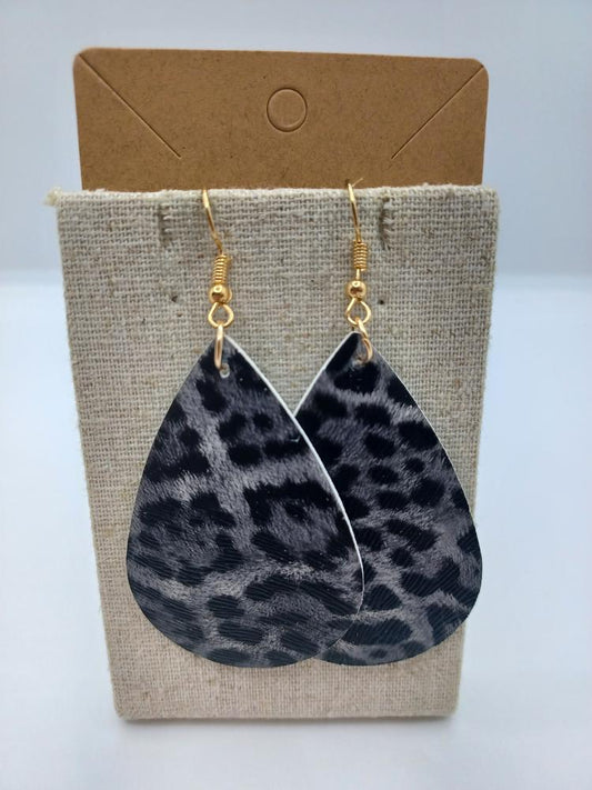 Dark Grey Leopard Earrings