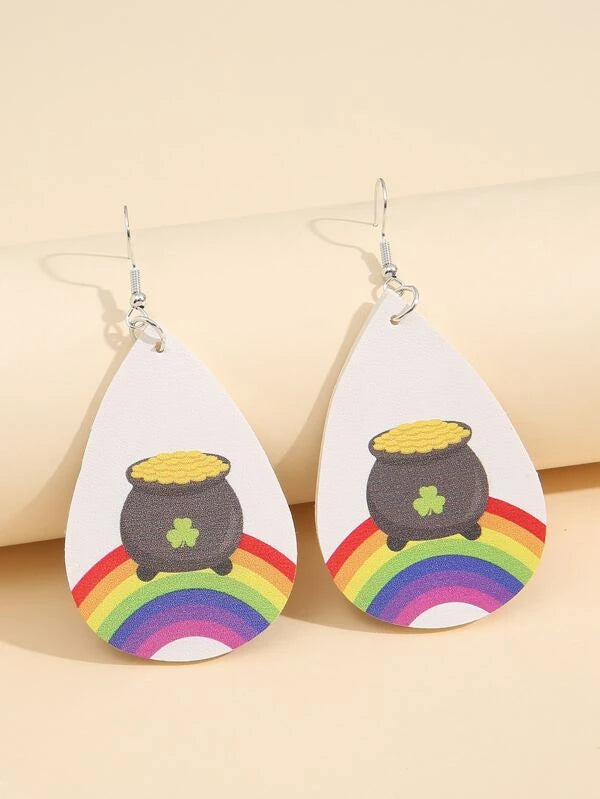 Jackpot Rainbow Leather Style Earrings
