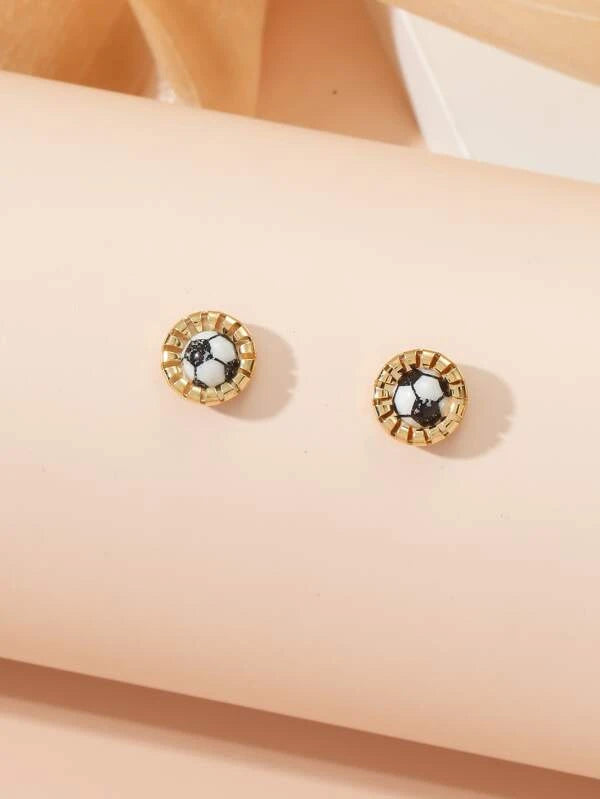 Gold Soccer Earrings