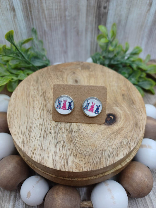 Pink & Leopard Easter Bunny Earrings