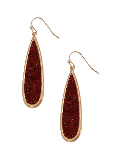 Red Druzy Rhinestone Earrings