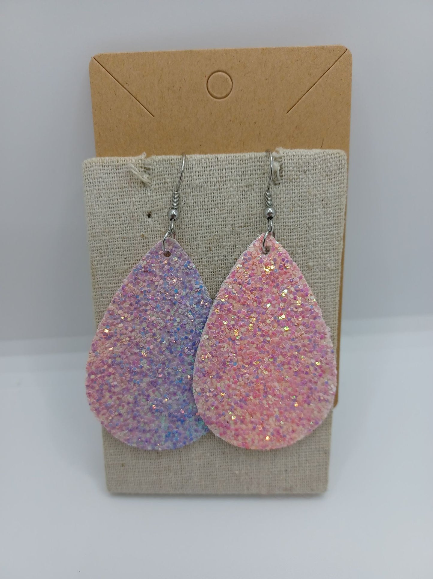 Glitter Teardrop Leather Style Earrings