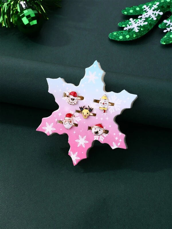 Christmas Ring Set - in a Snowflake Holder