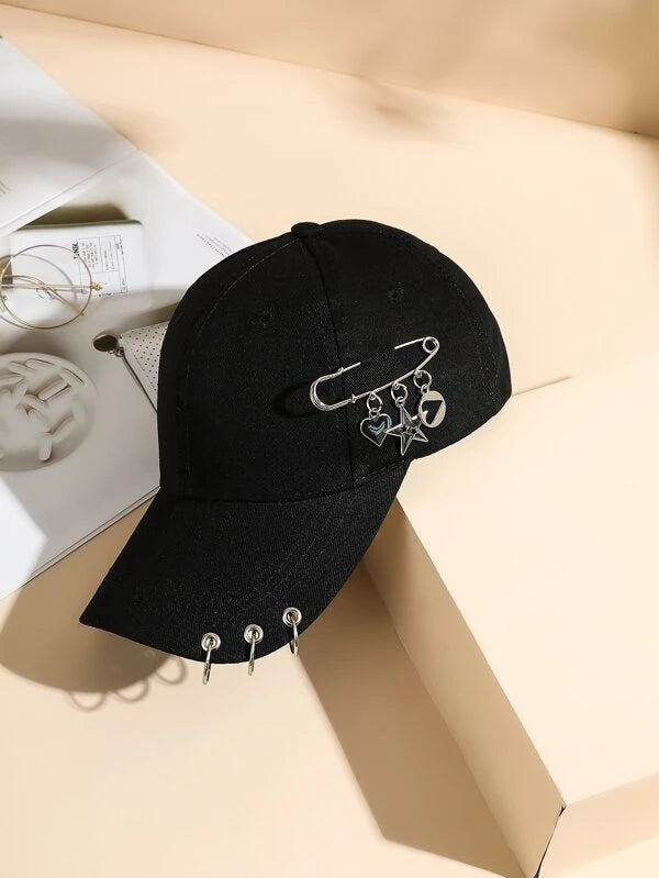Black Hat with Silver Embellishments