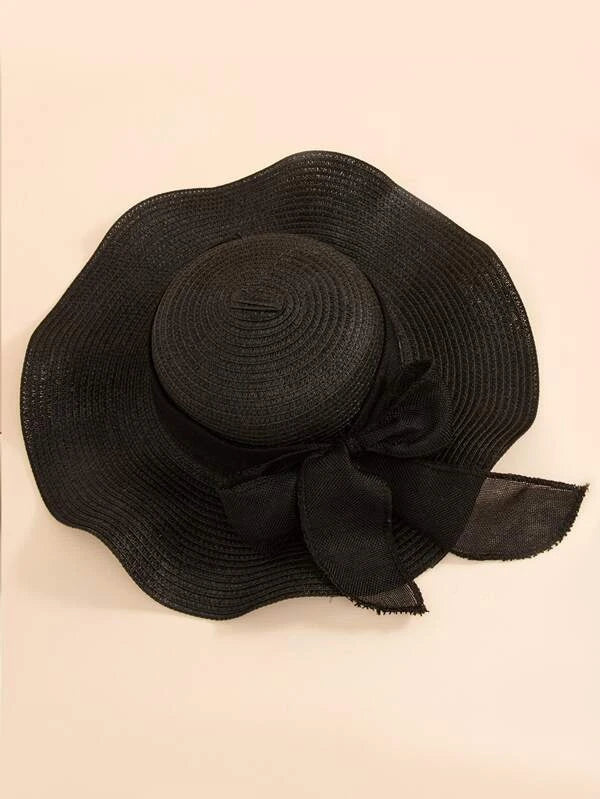 Black Straw Hat w/ Black Ribbon