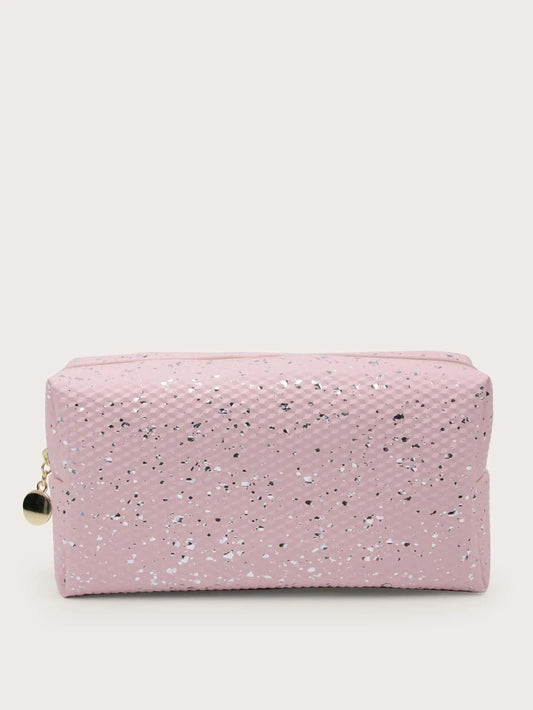 Pink w/ Silver Glitter Cosmetic Bag