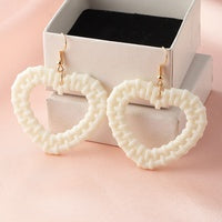 White Heart Earrings