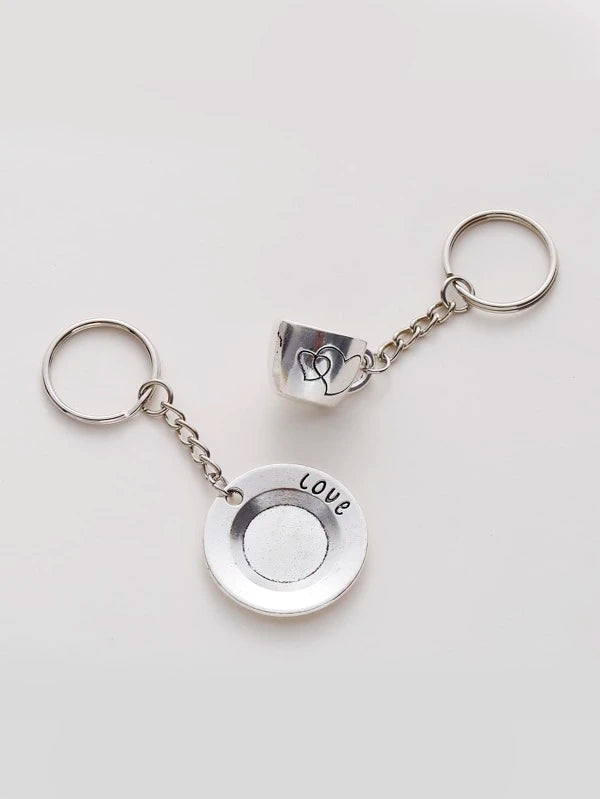 Tea Cup & Saucer Keychain Set