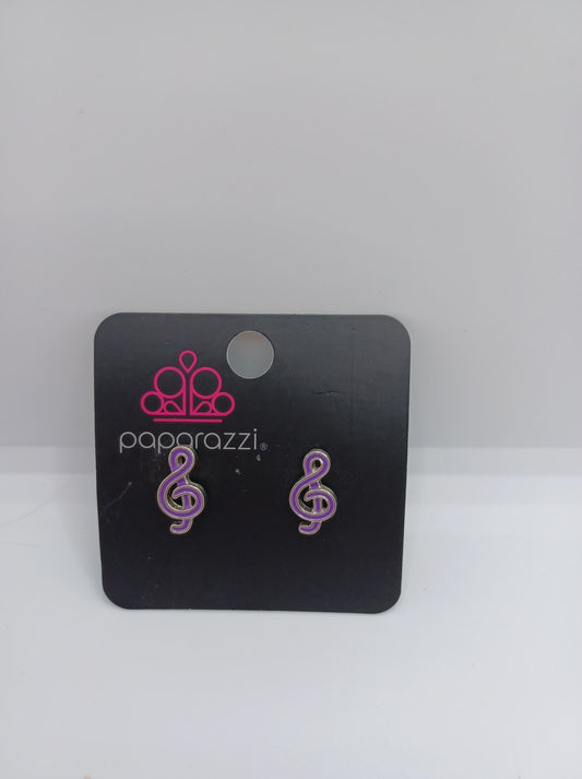 Purple Music Note Earrings