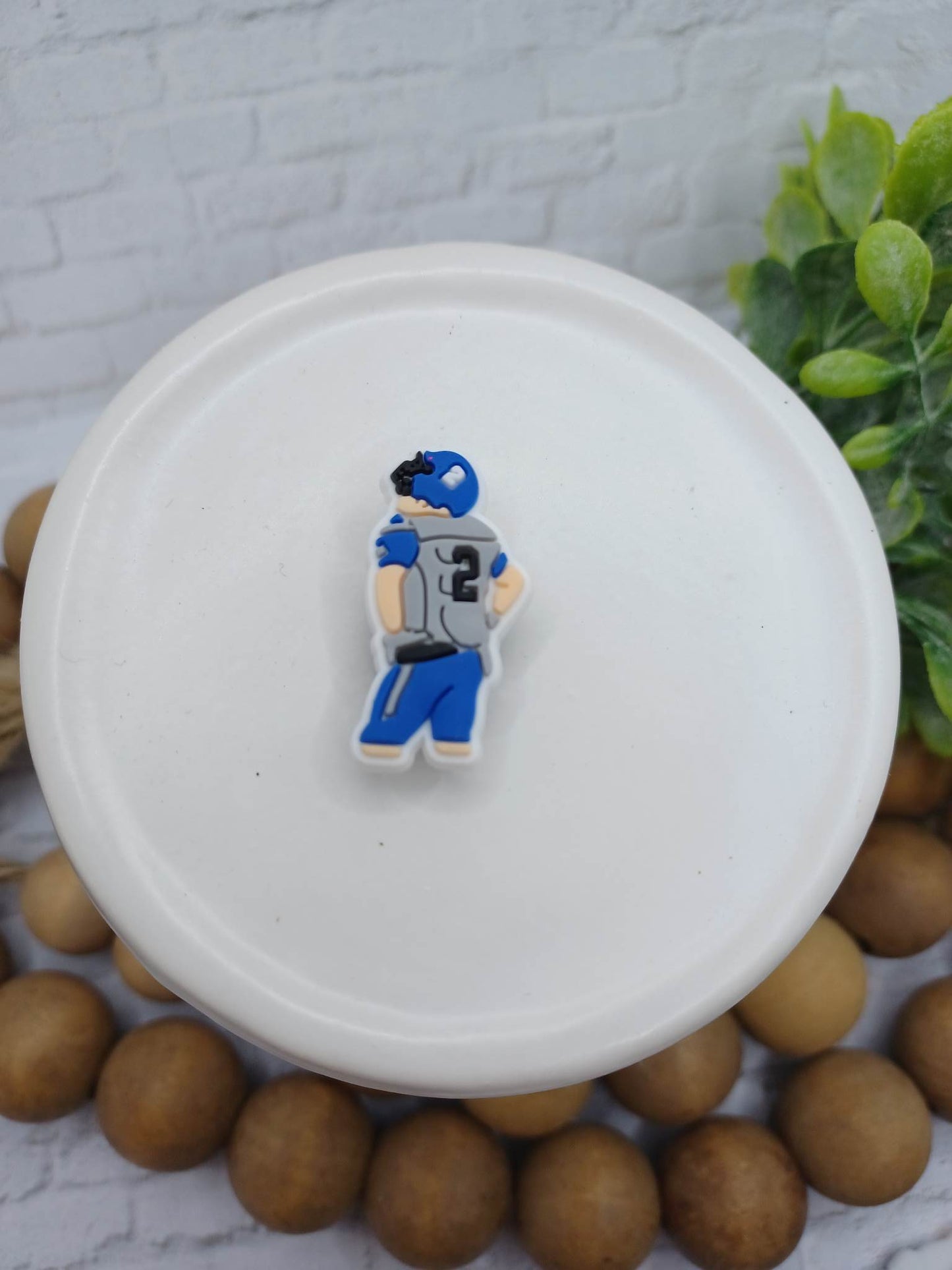 Blue Football Player Shoe Charm Accessory