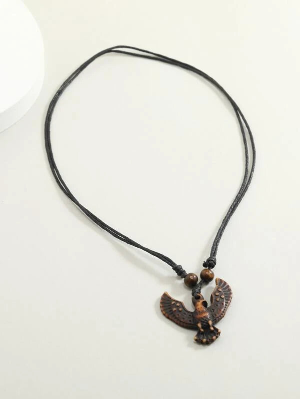 Adjustable Necklace w/ Wooden Eagle Charm