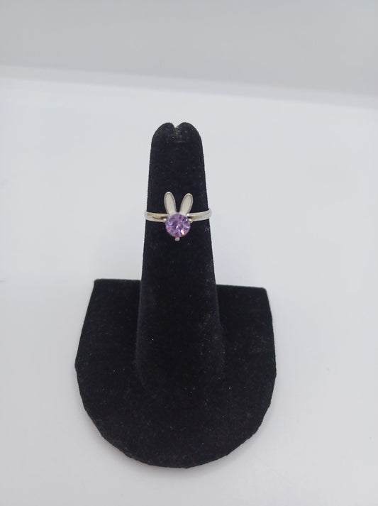 Bunny Rabbit Ring w/ Purple Rhinestone