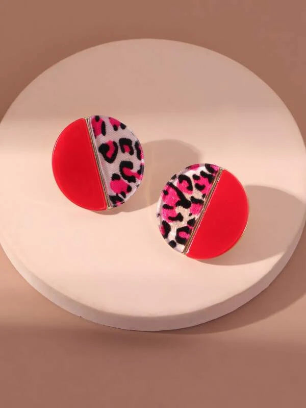 Hot Pink & Leopard Print Earrings