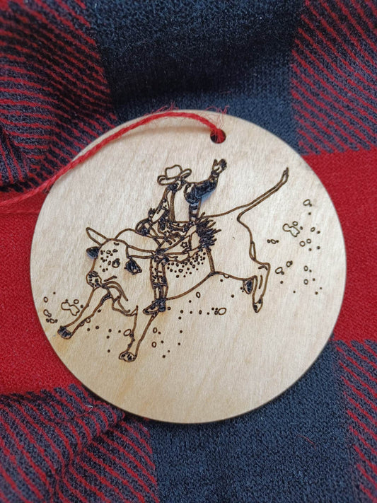 Bull Rider Wooden & Acrylic Ornament