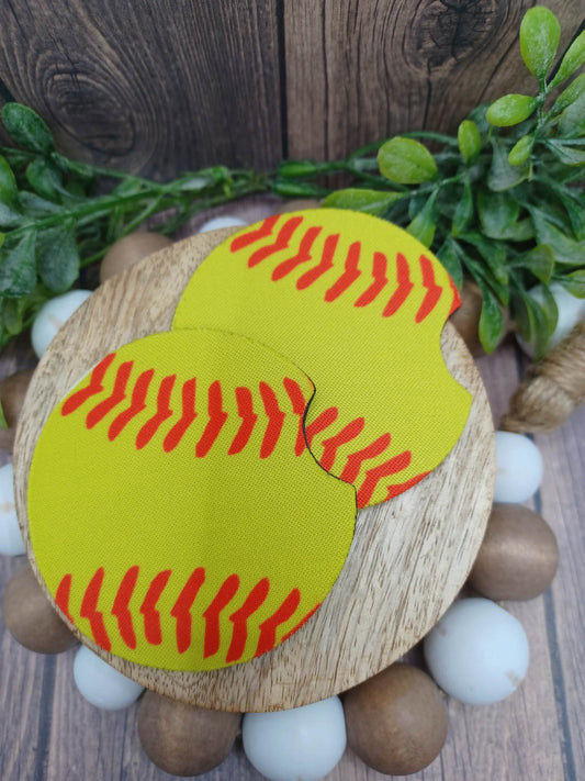Softball Car Coaster Set