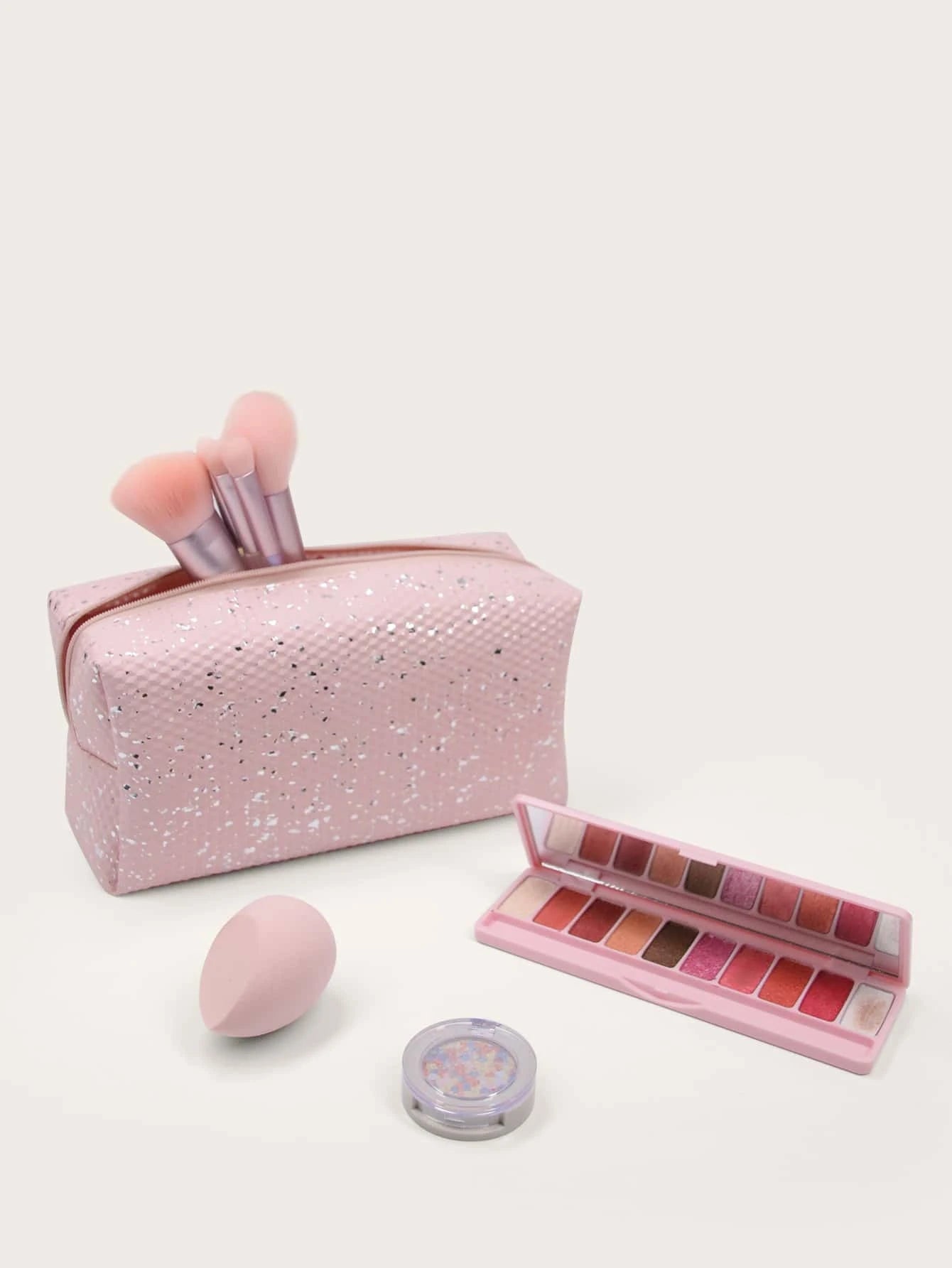 Pink w/ Silver Glitter Cosmetic Bag