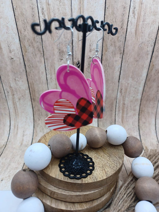 Pink, Striped, & Red Plaid Earrings