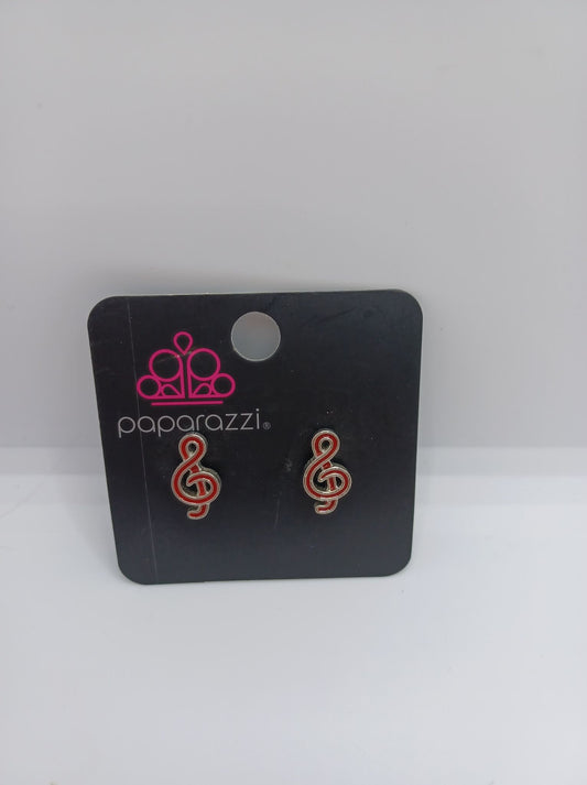 Red Music Note Earrings
