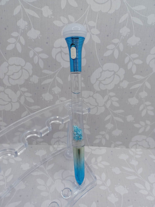 Blue Light Up Pen w/ Glitter Sequin Glitter Middle