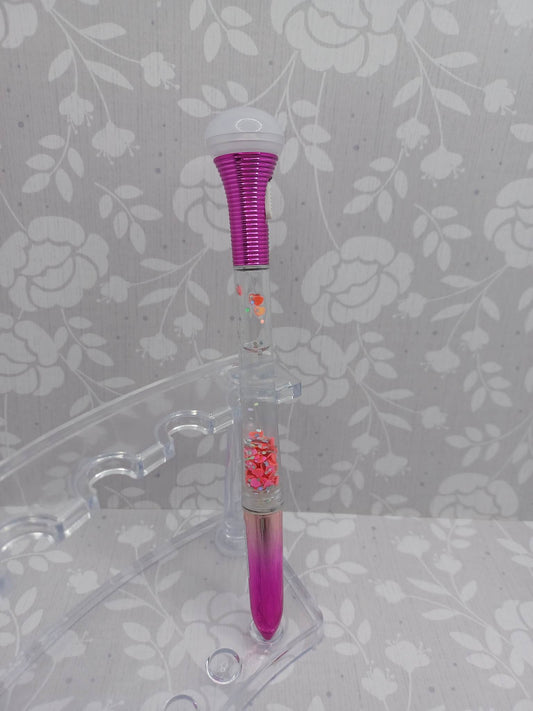 Purple Light Up Pen w/ Glitter Sequin Glitter Middle