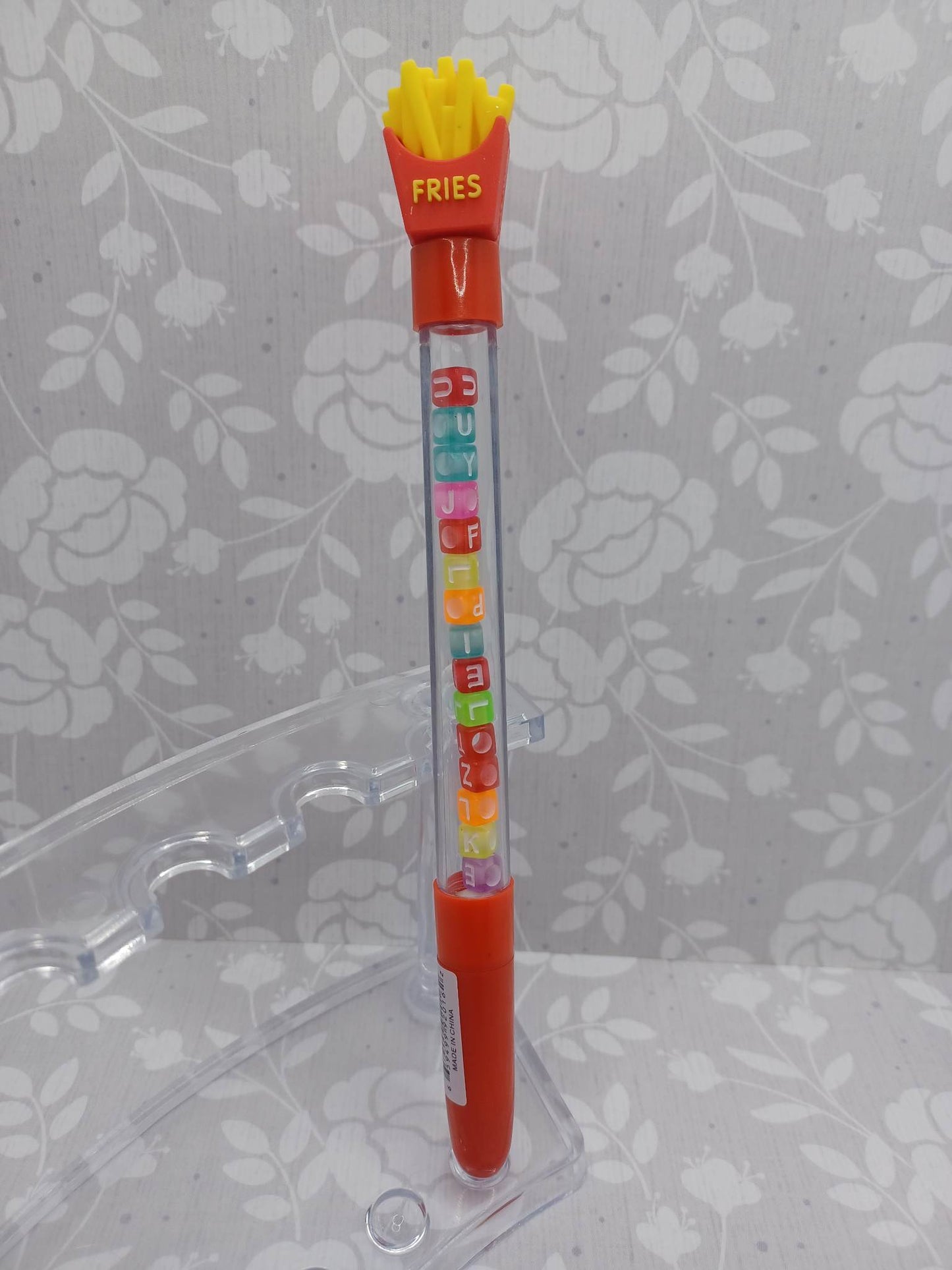 French Fries Pen w/ Bracelet Beading - Can remove and make into a bracelet