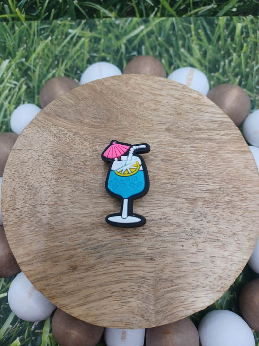 Blue Coctail w/ Umbrella Shoe Charm Accessory
