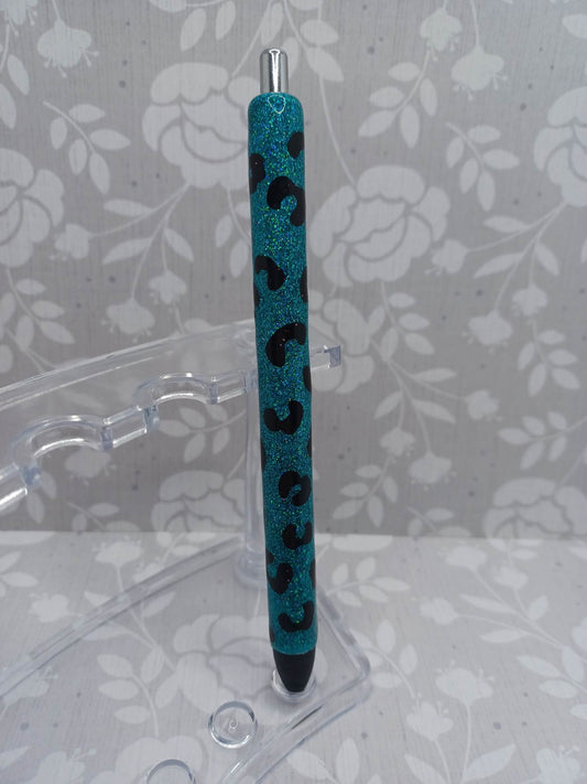 Blue Leopard Glitter Epoxy Style Pen