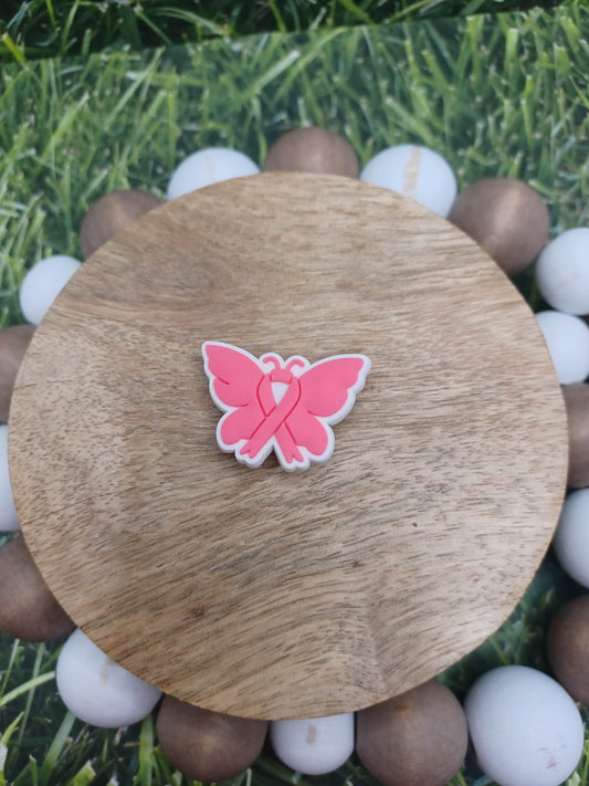 Pink Ribbon Butterfly Shoe Charm Accessory