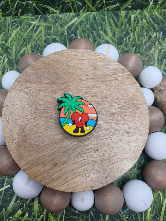 Red Heart on the Beach Shoe Charm Accessory