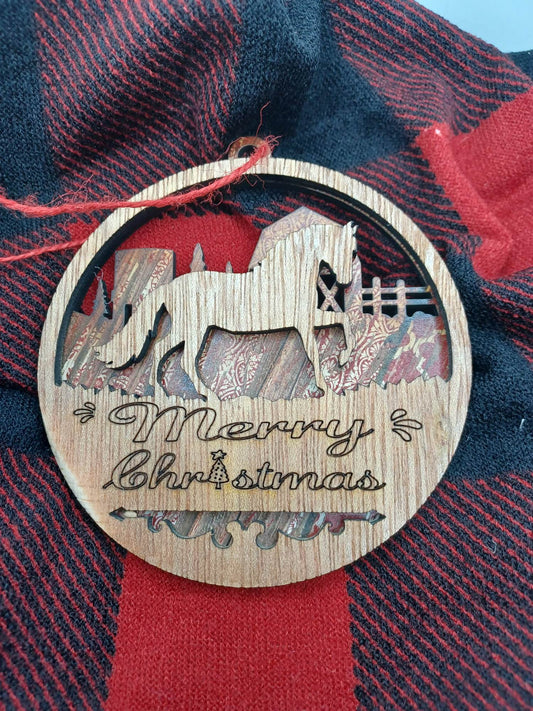 Merry Christmas Horse Wooden & Acrylic Ornament