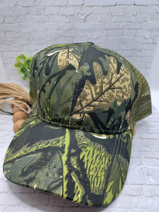 Green Camo w/ Brown Leaf Hat