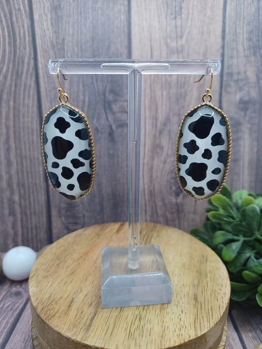Cow Print Glass Cut Earrings