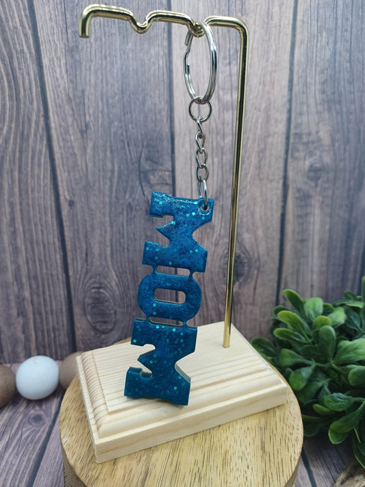 Teal Glitter Mom Acrylic Keychain