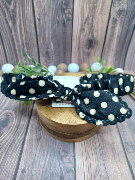 Black & Tan Polka Dot Children's Spa Headband