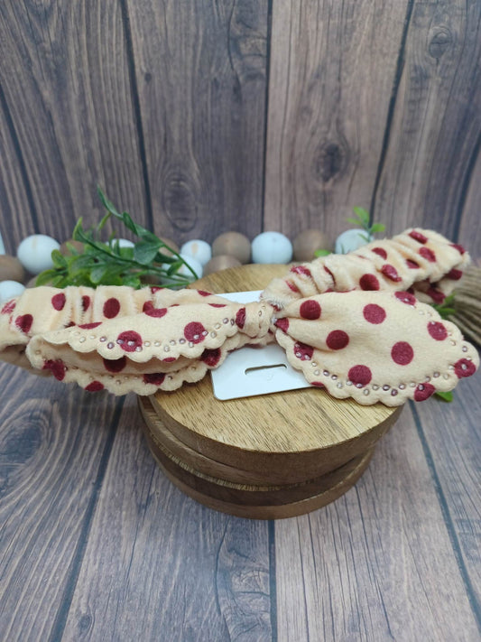 Tan & Maroon Polka Dot Children's Spa Headband