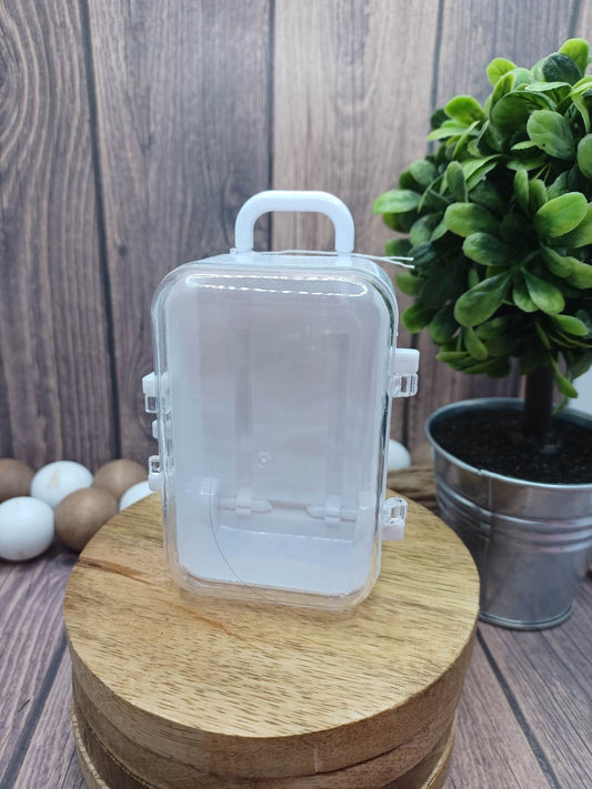 White Dollhouse Suitcase on Wheels