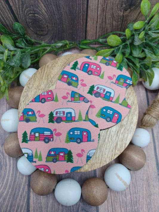 Pink Camper Car Coaster Set
