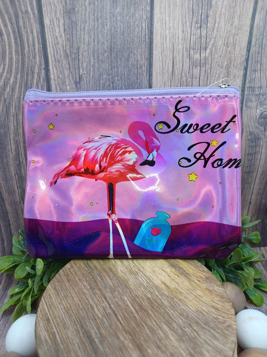 Light Pink Flamingo Holographic Zipper Bag
