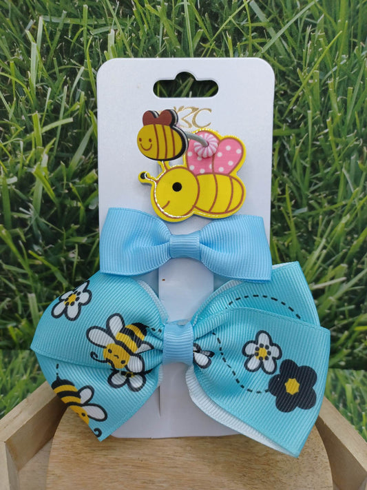 Blue 3 Piece Bee Hair Accessory Set