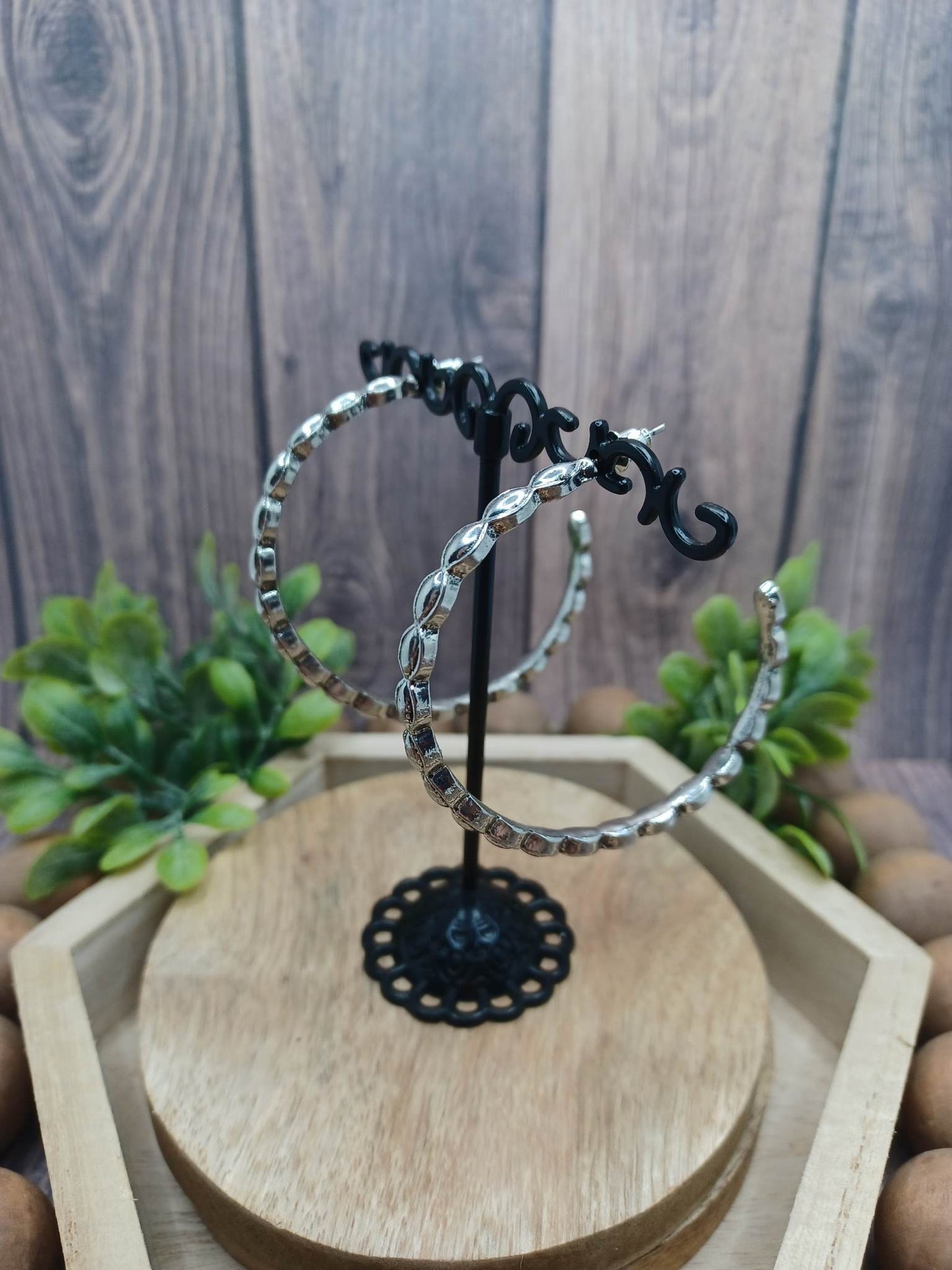 Silver Textured Earrings