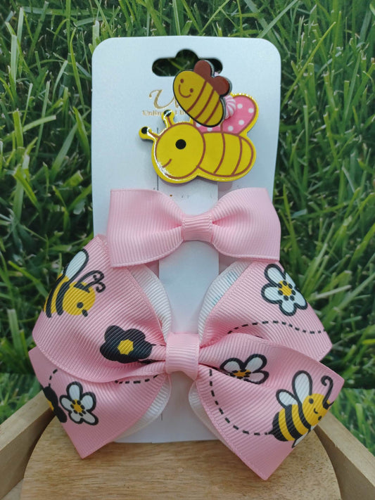 Light Pink 3 Piece Bee Hair Accessory Set