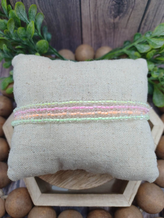 NEON Glow in the Dark Green, Orange, Yellow, & Pink Stretch Anklet Set
