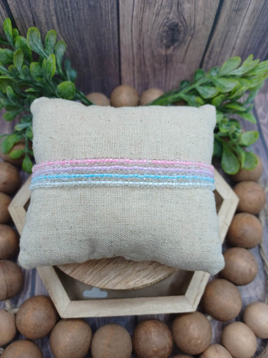 Glow in the Dark Blue, Pink, Purple, & White Stretch Anklet Set