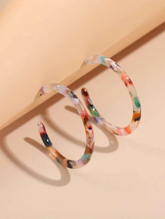 Mulitcolored Acrylic Hoop Style Earrings