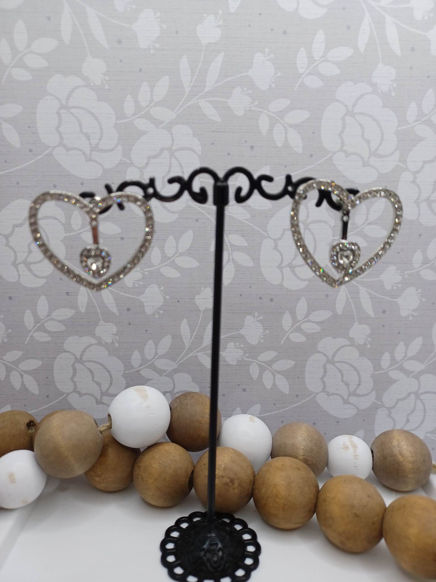 Silver Rhinestone Jacket Earrings