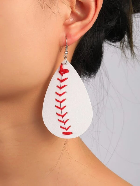 Baseball Leather Stitched Earrings