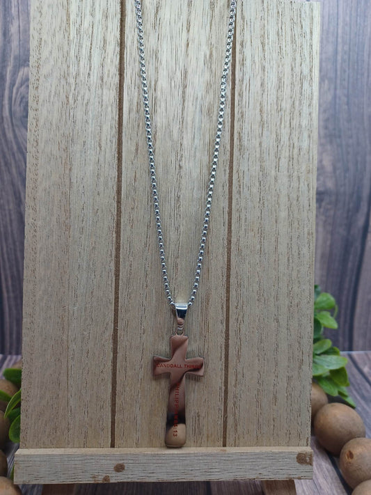 Silver Cross Baseball "I Can Do All Things Phillipppians 4:13" Necklace